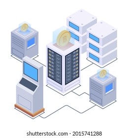 Digital technology mesmerising isometric icon, easy to use and editable 