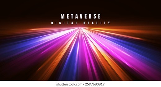 Digital technology metaverse. Abstract speed shiny lines. Ai big data, future innovation vector illustration.