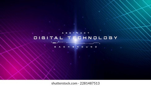 Metáveres de tecnología digital fondo neón azul rosado, información cibernética, comunicación de conexión de velocidad abstracta, meta tecnología de futuro de innovación, conexión de red de internet, Ai big data, ilustración 3d