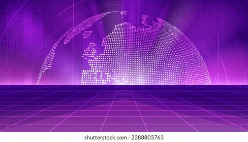 Digital technology metaverse neon blue pink background, cyber information, abstract speed connect communication, innovation future meta tech, internet network connection, Ai big data, illustration 3d