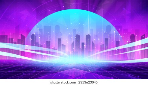 Digital technology metaverse neon blue pink purple background, cyber information, abstract connect communication, innovation future meta tech, internet network connection, Ai big data, illustration 3d