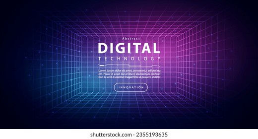 Digital technology metaverse neon blue pink background, cyber information, abstract speed connect communication, innovation future meta tech, internet network connection, Ai big data, illustration 3d