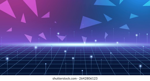 Digital technology metaverse neon blue pink background, cyber information, abstract speed connect communication, innovation future meta tech, internet network connection, Ai big data, illustration 3d