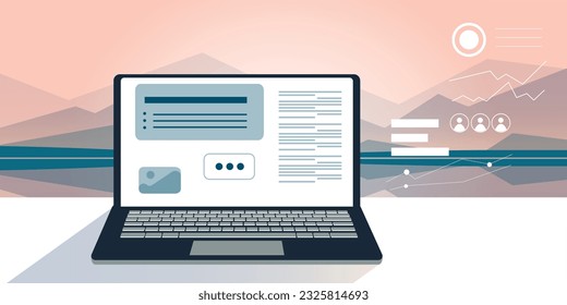Digital technology metaverse. Vector flat cartoon illustration, cyber information, abstract speed connect communication, innovation future meta tech, internet network connection