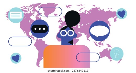 Digital technology metaverse. Vector flat cartoon illustration, cyber information, abstract speed connect communication, innovation future meta tech, internet network connection