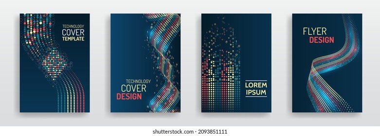 Digital technology and modern scientific concepts. Vector template for brochure or cover. Big data visualization array. Business layout, futuristic brochures, flyers, placards, presentation.