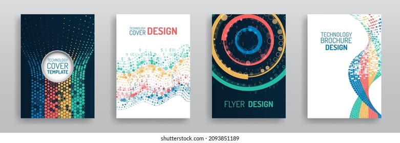 Digital technology and modern scientific concepts. Vector template for brochure or cover. Big data visualization array. Business layout, futuristic brochures, flyers, placards, presentation.