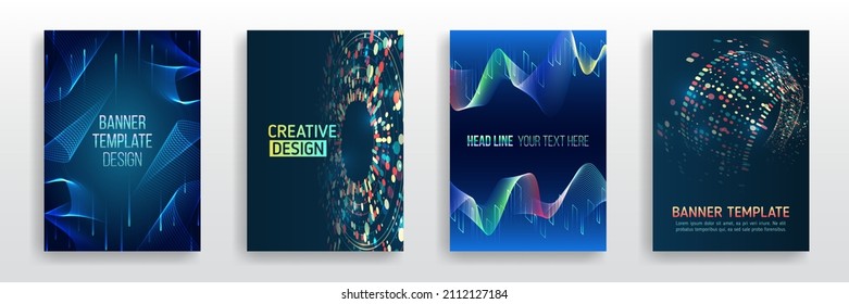 Digital technology and modern scientific concepts. Vector template for brochure or cover. Filtering machine algorithms. Sorting data. Business layout, futuristic brochures, flyers, presentation.