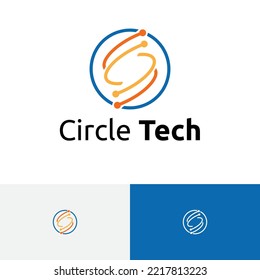 Logotipo de la línea de círculo inteligente moderna de la tecnología digital