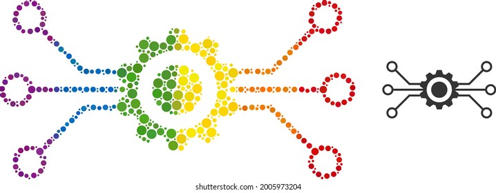 Digital technology mosaic icon of spheric dots in various sizes and rainbow bright color tints. A dotted LGBT-colored digital technology for lesbians, gays, bisexuals, and transgenders.