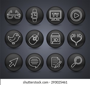 Digital Technology and Networking  on Black Round Buttons