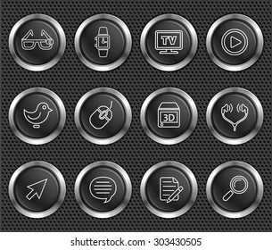 Digital Technology and Networking  on Black Round Buttons