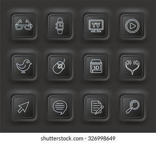 Digital Technology and Networking  on Black  Bevel Square Buttons