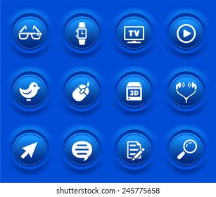 Digital Technology and Networking on Blue Bevel Buttons