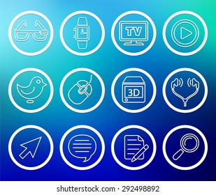 Digital Technology and Networking  on Blue Round Buttons