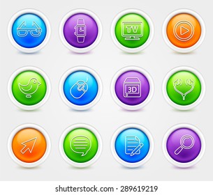 Digital Technology and Networking  on  Color Round Buttons