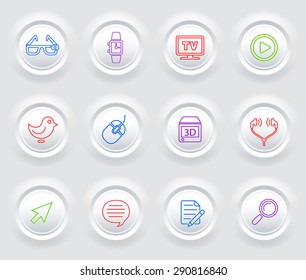 Digital Technology and Networking  on  Color Round Buttons