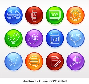 Digital Technology and Networking  on  Color Round Buttons