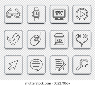 Digital Technology and Networking  on Transparent Square Buttons