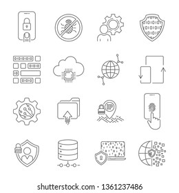 
Digital technology and networks. Security, protection, innovation in сyberspace. Editable Stroke. EPS 10