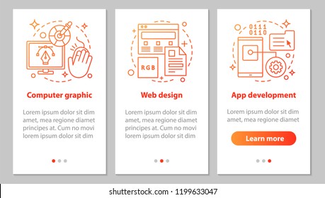 Digital technology onboarding mobile app page screen with linear concepts. Computer graphic, web design, app development steps graphic instructions. UX, UI, GUI vector template with illustrations