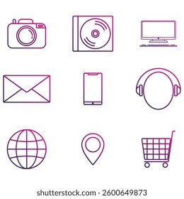  Digital technology outline icons gradient. representing innovation, connectivity, and the digital revolution