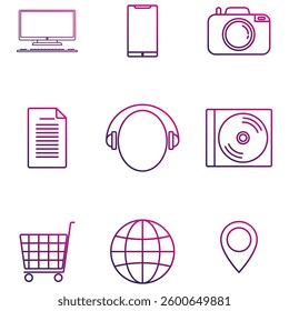  Digital technology outline icons gradient. representing innovation, connectivity, and the digital revolution