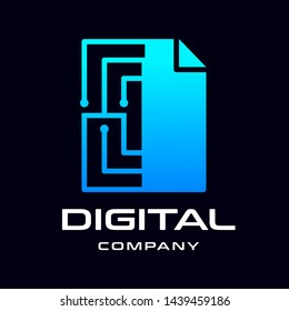 Digital or technology of paper vector logo template. This graphic can be used for office or education needs. 