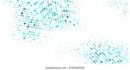 Digital technology pattern background. Glowing blue dotted circle wallpaper. Abstract dot round grid backdrop for business, science, healthcare, medicine, finance design. Vector eps10