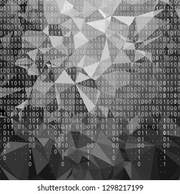 Digital technology polygon wallpaper with falling binary code. Background 
composed of triangles. Vector graphic illustration.