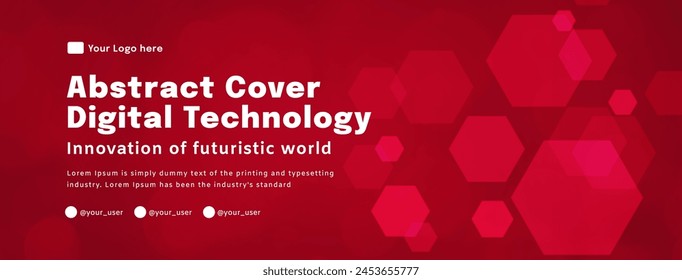 Digital technology poster cover internet connect red background, cyber information, abstract communication, innovation future tech data, internet network connection, Ai big data blend illustration