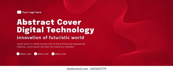 Digital technology poster cover internet connect red background, cyber information, abstract communication, innovation future tech data, internet network connection, Ai big data blend illustration