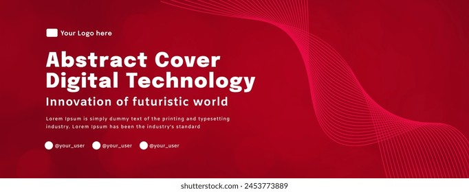 Digital technology poster cover internet connect red background, cyber information, abstract communication, innovation future tech data, internet network connection, Ai big data blend illustration