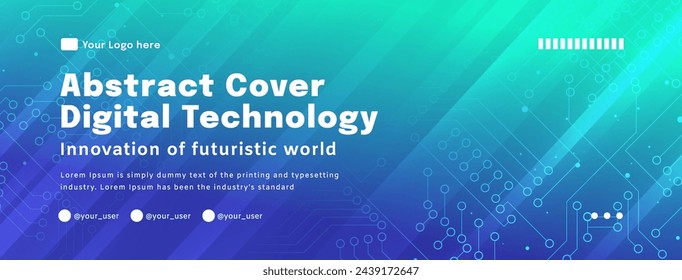 Digital technology poster cover speed connect blue green background, cyber information, abstract communication, innovation future tech data, internet network connection, Ai big data blend illustration