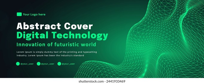 Digital technology poster cover speed connect dark green background, cyber information, abstract communication, innovation future tech data, internet network connection, Ai big data blend illustration