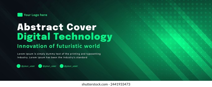 Digital technology poster cover speed connect dark green background, cyber information, abstract communication, innovation future tech data, internet network connection, Ai big data blend illustration