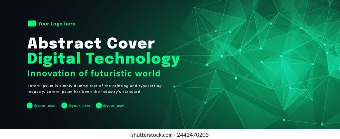 Digital technology poster cover speed connect dark green background, cyber information, abstract communication, innovation future tech data, internet network connection, Ai big data blend illustration