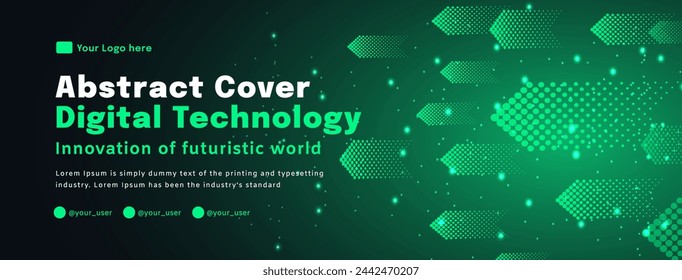 Digital technology poster cover speed connect dark green background, cyber information, abstract communication, innovation future tech data, internet network connection, Ai big data blend illustration