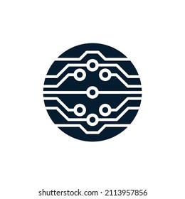 Digital technology, printed circuit board. Design element, vector icon isolated on white background