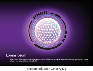Digital Technology purple background. Abstract Technology Circle for graphic design.Technology design.