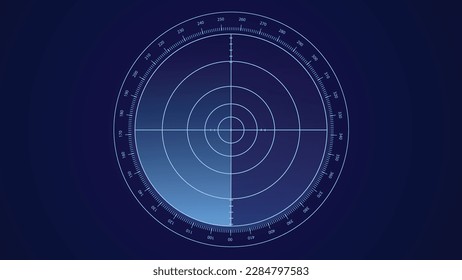 Digital technology radar screen on scanning different information vector illustration background.