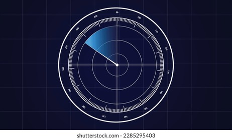 Digital technology radar screen on scanning different information vector illustration background.