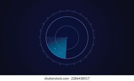 Digital technology radar screen on scanning different information vector illustration background.