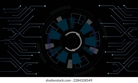 Digital technology radar screen scanning different information vector illustration background.