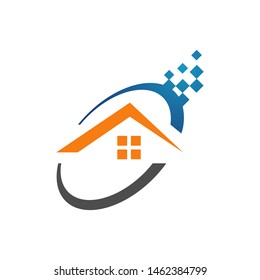 digital technology safety automation smart home logo concept graphic design