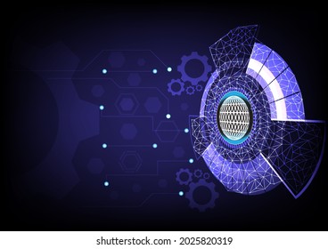 Digital technology, science, and engineering in the future. Technology telecommunications, style vector design. Background dark blue with black. Concept, abstract background.