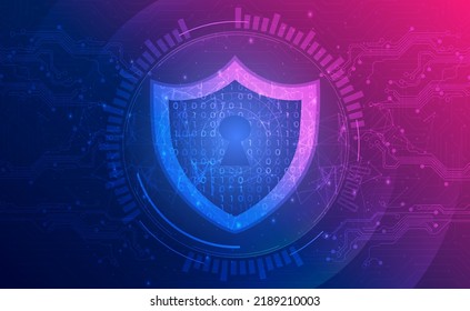 Digital Technology Secure Pink Blue Background Concept, Cyber Security Access Privacy Unlock, Abstract Tech Innovation Future Data, Crime Hacker Big Data Safe, Network Connection, Illustration Vector