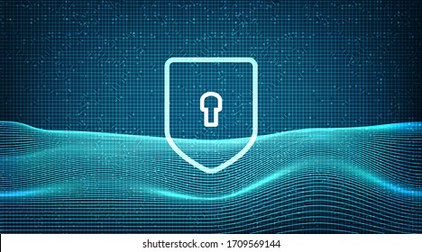 Tecnología digital Protege seguridad, protección y conexión Diseño en segundo plano de concepto.ilustración vectorial.
