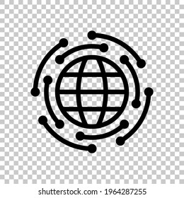 Digital technology, social network, global connect, simple business logo. Black editable linear symbol on transparent background