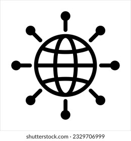 Digital technology, social network, global connect, simple business logo. Black icon on white background